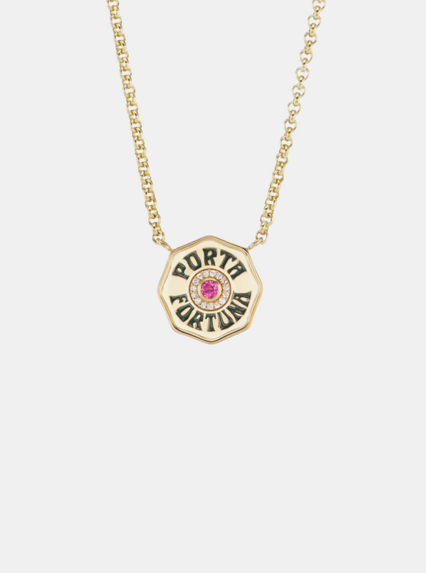 Pink Tourmaline Mini Fortuna Necklace