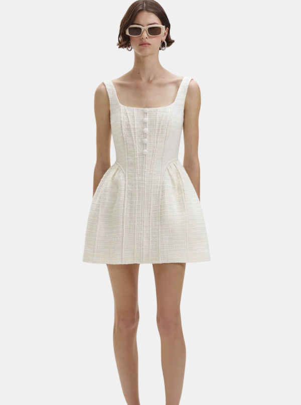 Cream Boucle Mini Dress-Self Portrait-Tucci Boutique