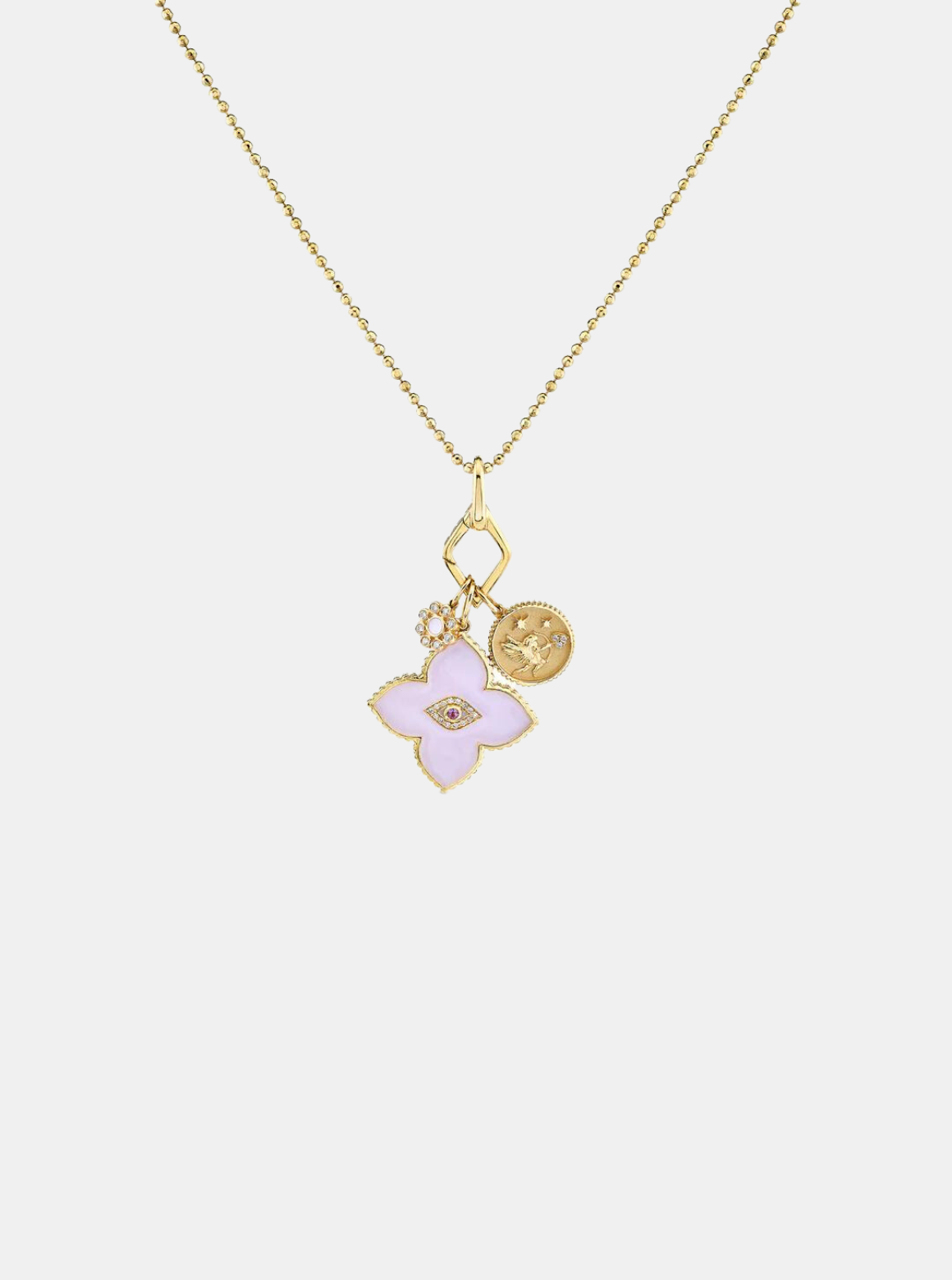 GOLD & DIAMOND MOROCCAN FLOWER CUPID NECKLACE – Tucci Boutique