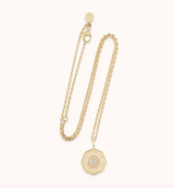 Mini Raised Gold Porte Bonheur with Diamond Necklace