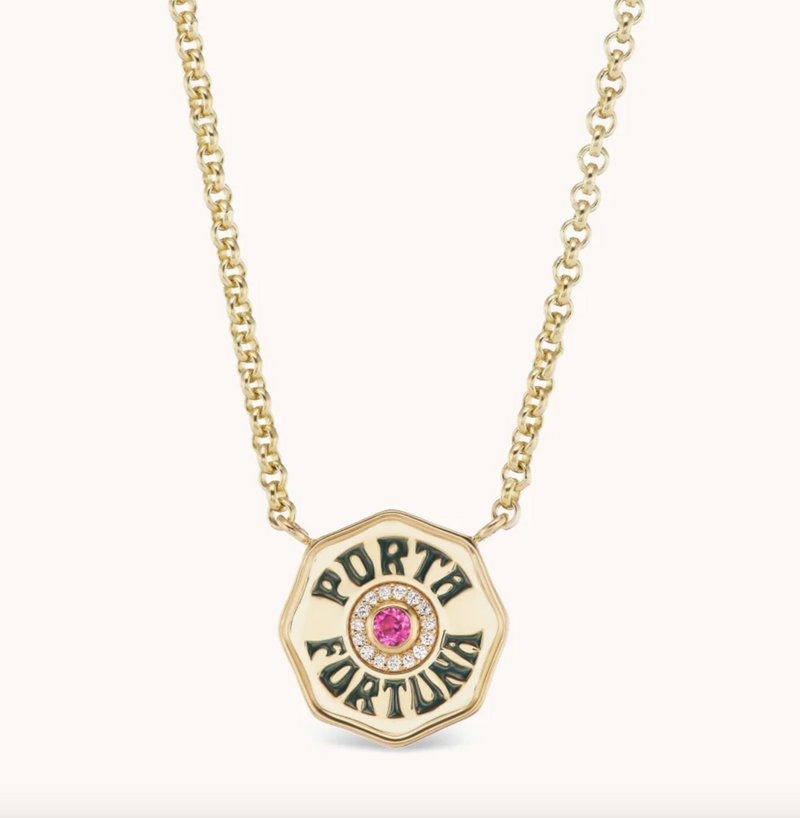 Pink Tourmaline Mini Fortuna Necklace
