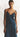 a woman modeling a deep blue slip dress with lace trim on a white studio backdrop