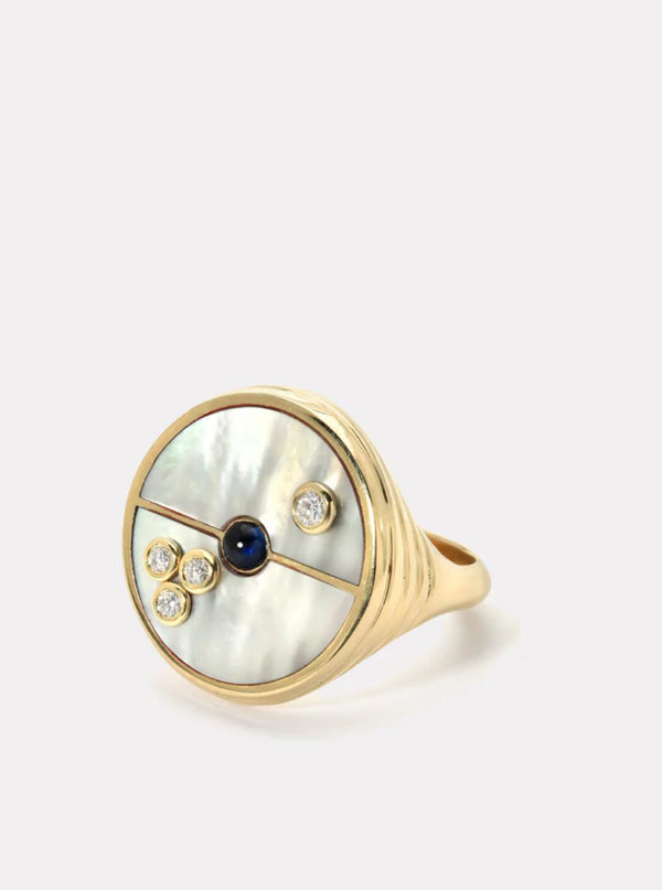 Compass Ring With Mother of Pearl-Retrouvai-Tucci Boutique