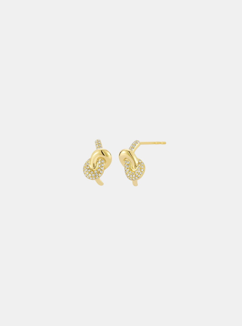 Diamond and Gold Love Knot Stud Earrings