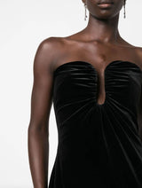 Black Velvet Strapless Midi Dress-Self Portrait-Tucci Boutique