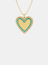 Turquoise Enamel Heart Necklace