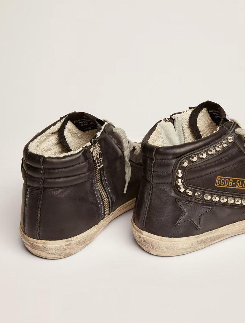 Slide Sneakers - Leather & Studs-Golden Goose-Tucci Boutique