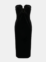 Black Velvet Strapless Midi Dress
