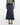 Navy Satin Printed Lace Midi Skirt