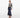 Navy Satin Printed Lace Midi Skirt