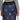 Navy Satin Printed Lace Midi Skirt