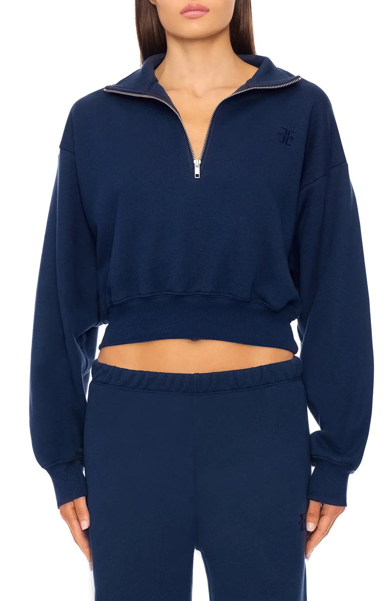 Cropped Half Zip Sweatshirt-Éterne-Tucci Boutique