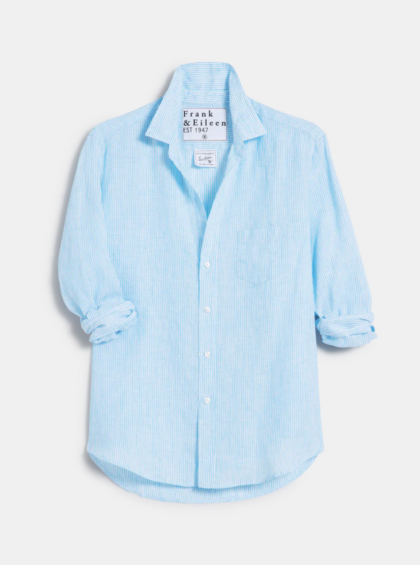 Eileen Relaxed Button Up Shirt Turquoise Stripe