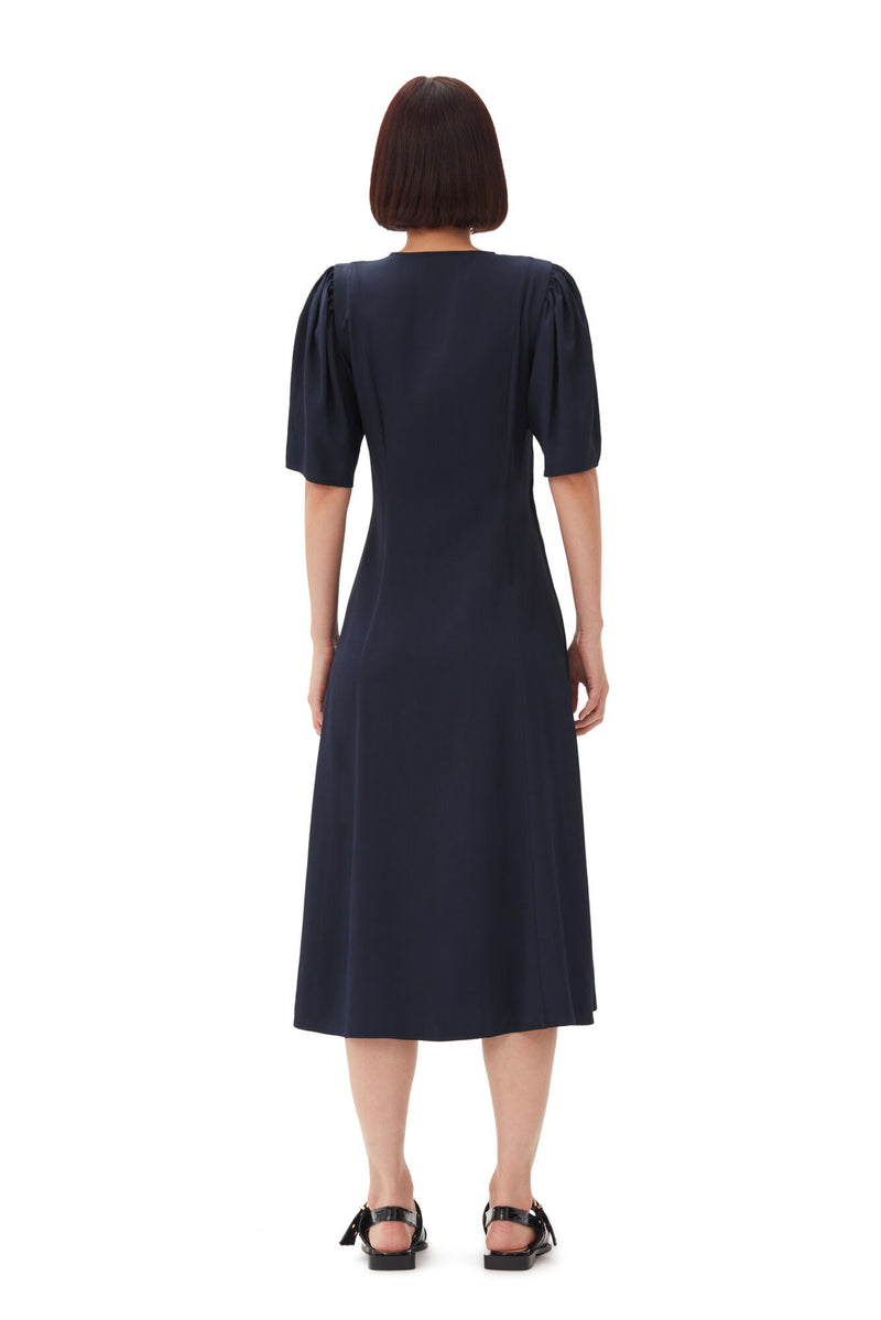 Viscose Twill Wrap Dress-GANNI-Tucci Boutique