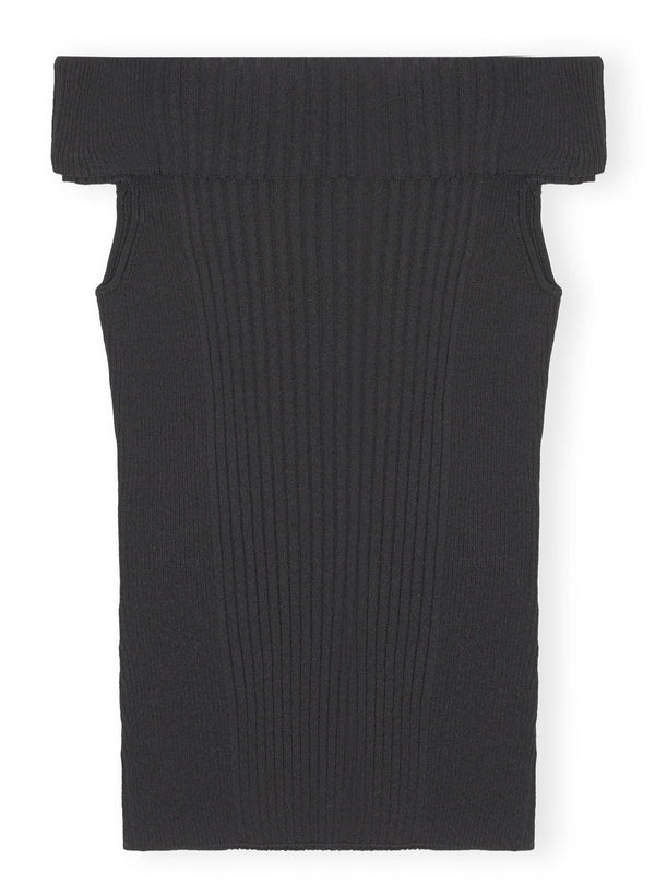 Melange Knit Off Shoulder Top-GANNI-Tucci Boutique