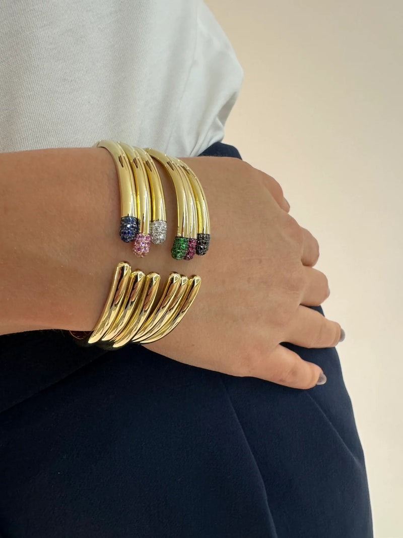 Mini Diamond Gold Tube Cuff Bracelet