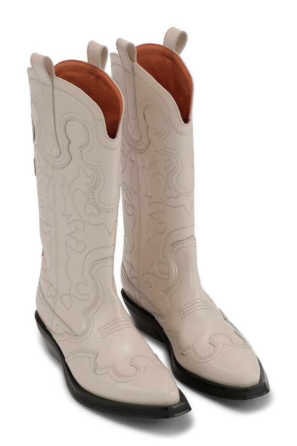 Mid Shaft Embroidered Cowboy Boots-GANNI-Tucci Boutique
