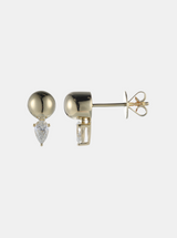 Tube Stud Gold and Diamond Earrings