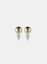 Tube Stud Gold and Diamond Earrings