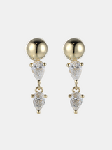 Tube Stud Double Gold and Diamond Earrings