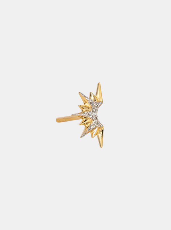 Single Half Sunburst Pave Stud Earring