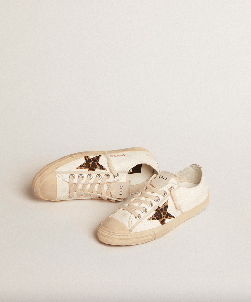 V-Star Sneakers - White & Leopard