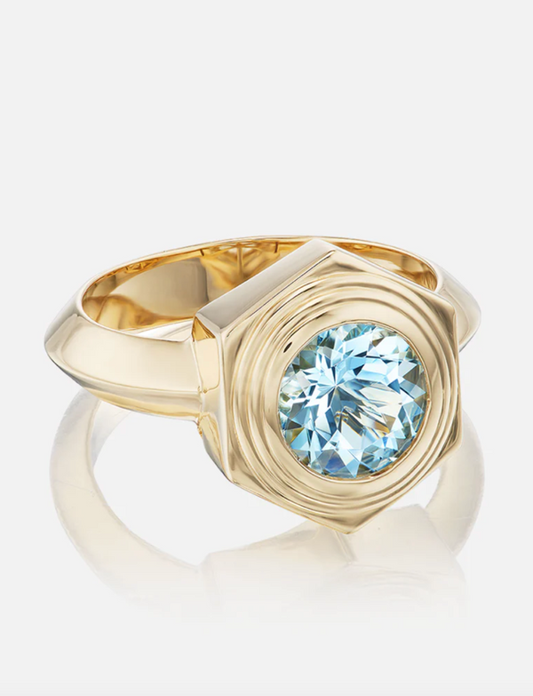 Hexed Ring Aquamarine
