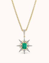Emerald Starburst Charm with Wheat Chain
