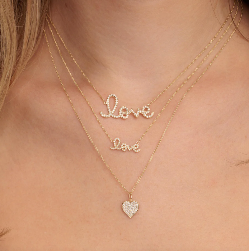 Small Love Script Crest Necklace