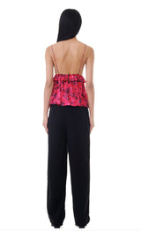 Printed Satin Strap Top-GANNI-Tucci Boutique