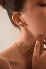 Tube Stud Gold and Diamond Earrings