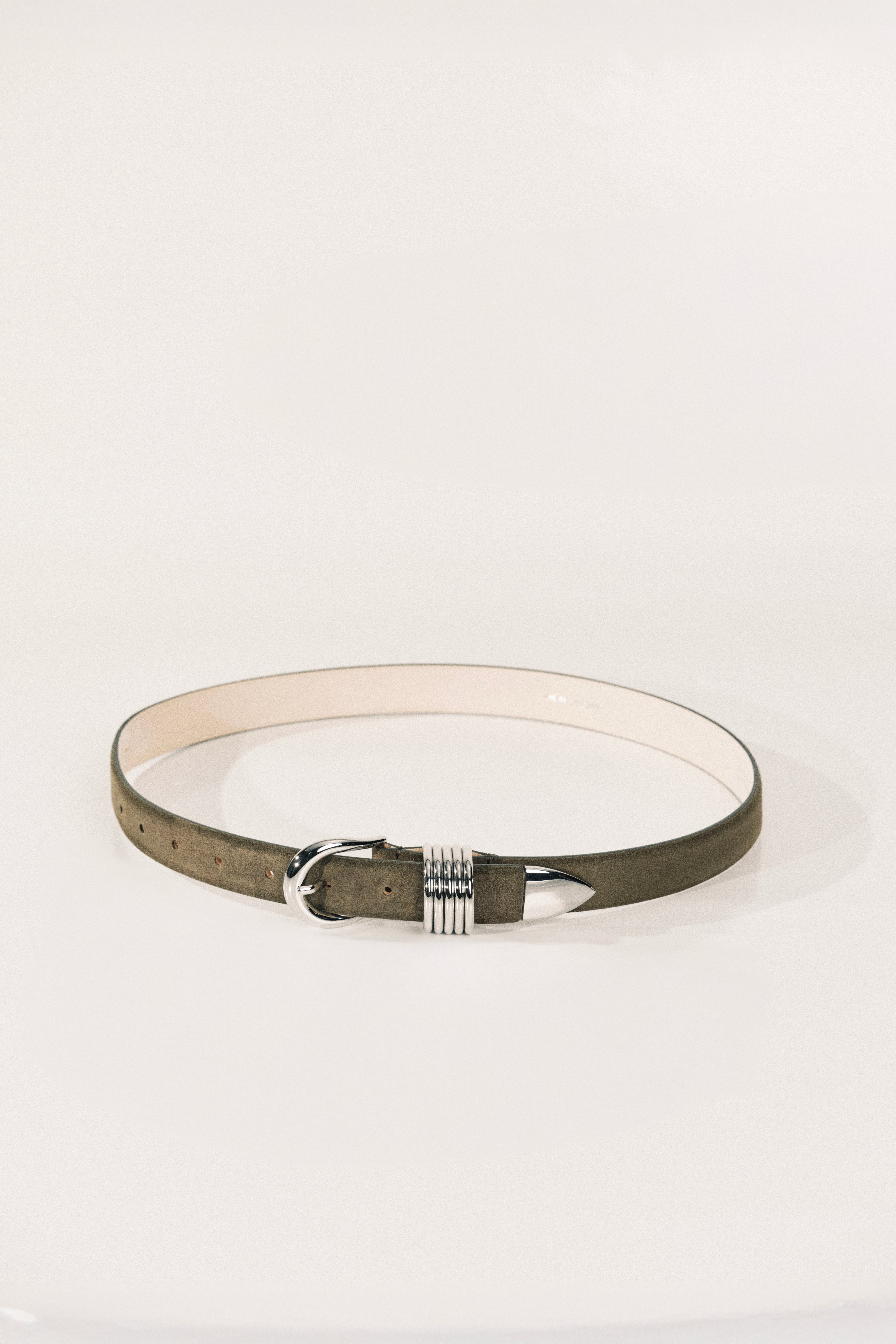 House 2401 Suede Hook Closure Belt 100% SUEDE LEATHER BELT WITH TRIPLE LOOP - taupe brown  main image 3