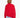 Person wearing a red fuzzy sweater on a white background