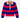 Red and blue striped sweater with a beige collar on a light gray background