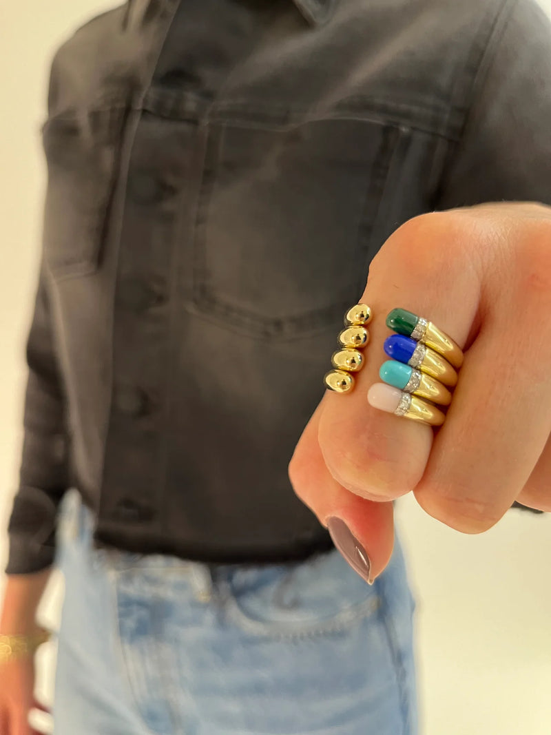 Turquoise and Diamond Tube Ring