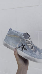 Mid Star Sneakers - Aquamarine, Silver & Zebra