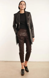 Slim Fit Leather Jogger - Dark Chocolate-SPRWMN-Tucci Boutique