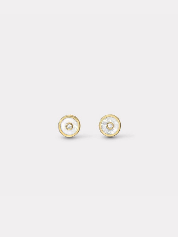 Mini Compass Stud Earrings - Mother of Pearl-Retrouvai-Tucci Boutique