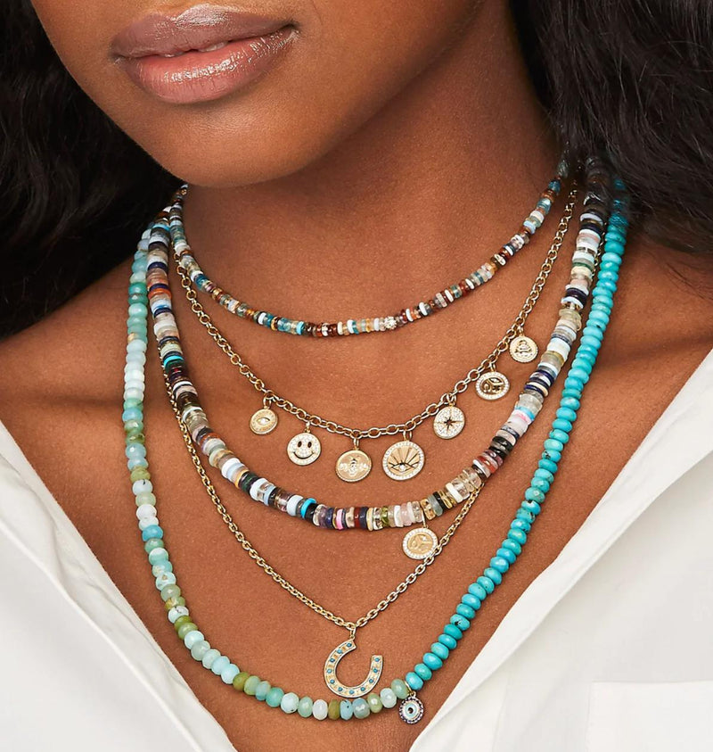 Large Turquoise Horseshoe Necklace-Sydney Evan-Tucci Boutique