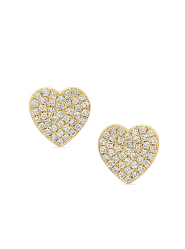Heart Stud Earrings with Pavé Diamonds