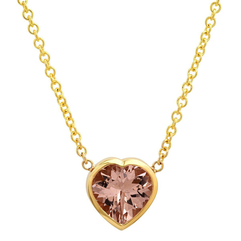 14K Yellow Gold Morganite Heart Gypsy Necklace-Sig Ward-Tucci Boutique