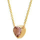 14K Yellow Gold Morganite Heart Gypsy Necklace-Sig Ward-Tucci Boutique