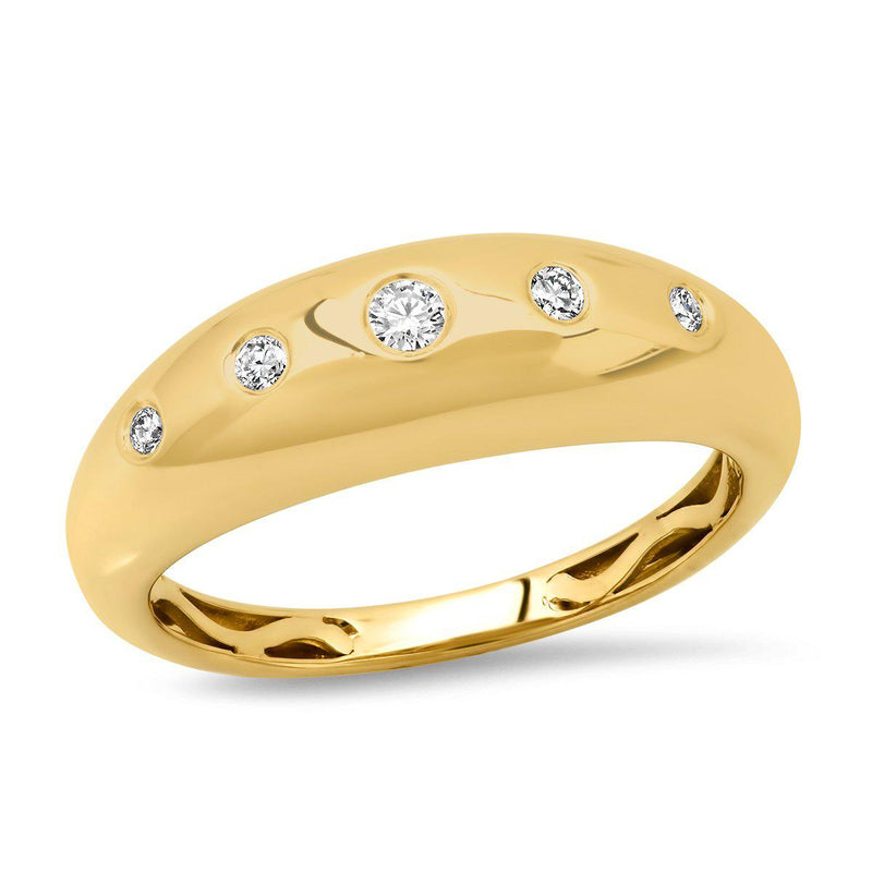14K Yellow Gold 5 Diamond Gypsy Ring-Sig Ward-Tucci Boutique