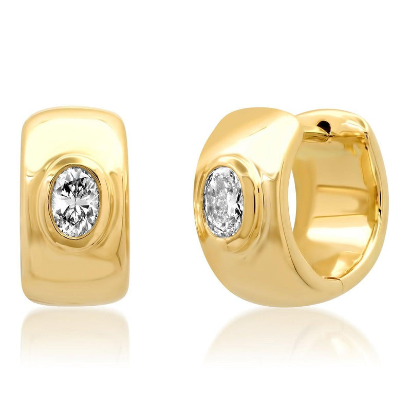 14K Yellow Gold Oval Diamond Gypsy Huggies-Sig Ward-Tucci Boutique