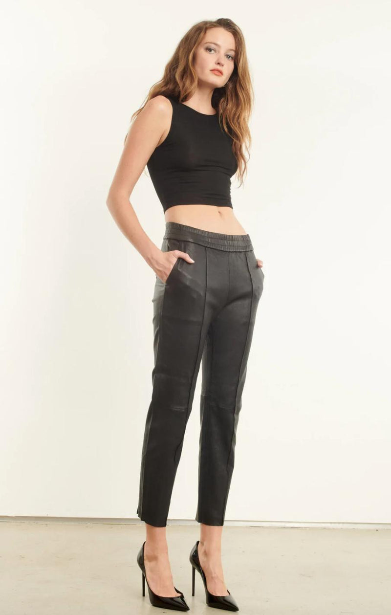 Slim Fit Leather Jogger - Black-SPRWMN-Tucci Boutique