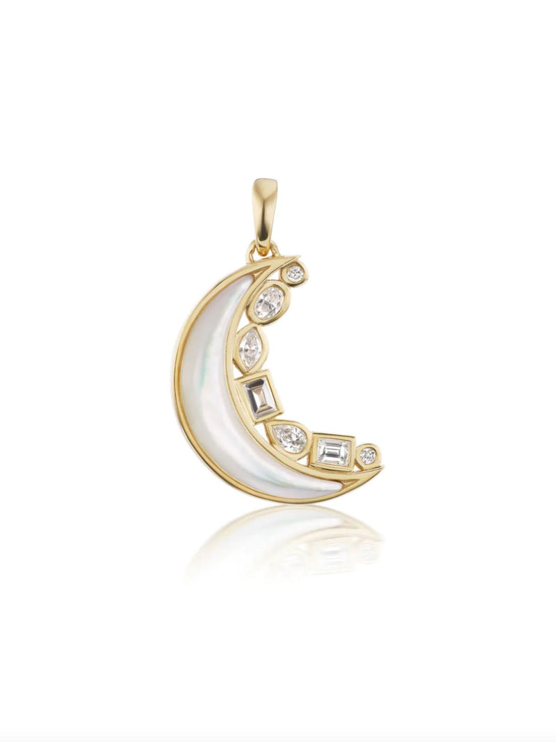 Mini Crescent Moon Inlay Necklace-Sorellina New York-Tucci Boutique