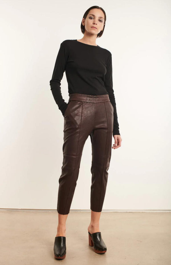 Slim Fit Leather Jogger - Dark Chocolate-SPRWMN-Tucci Boutique