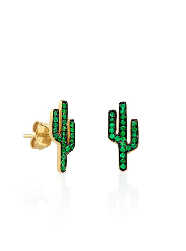 Emerald Cactus Studs-Sydney Evan-Tucci Boutique