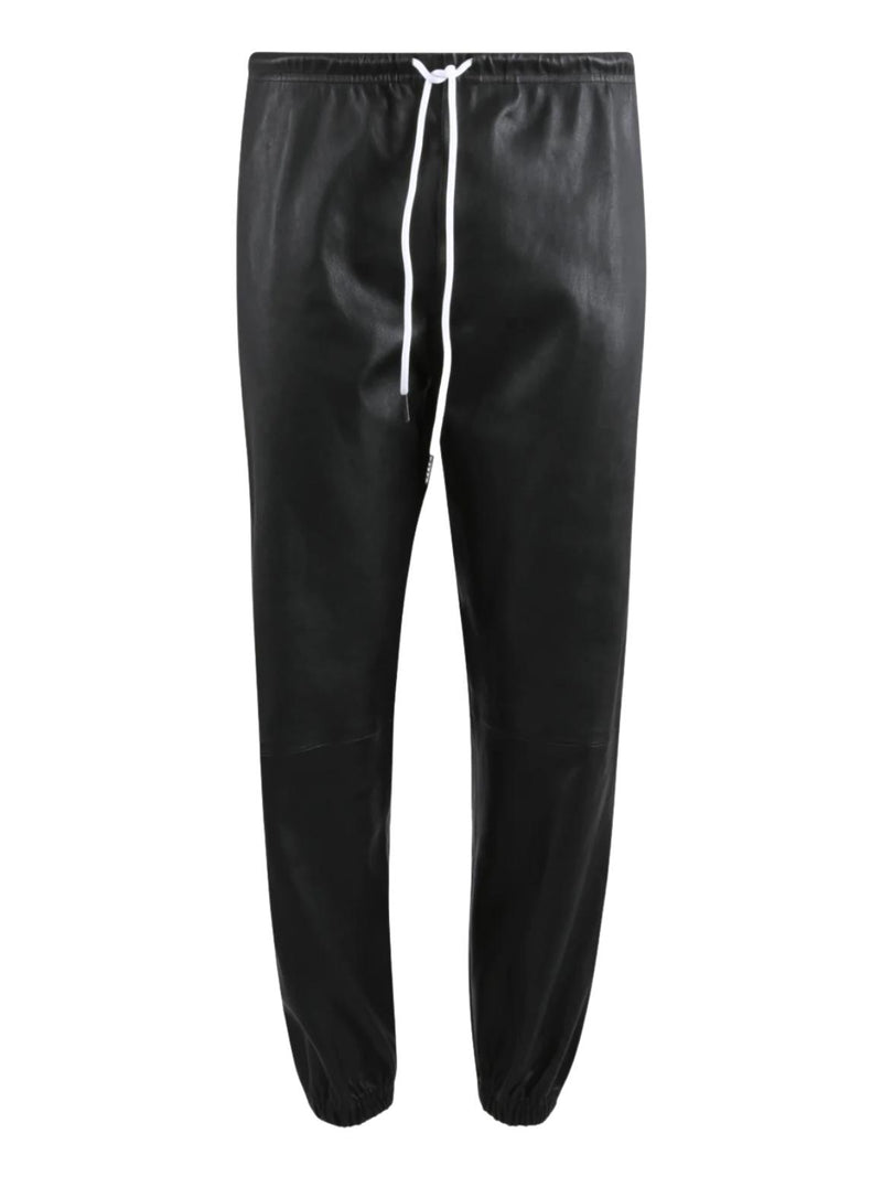 Leather Drawstring Sweatpant - Black-SPRWMN-Tucci Boutique