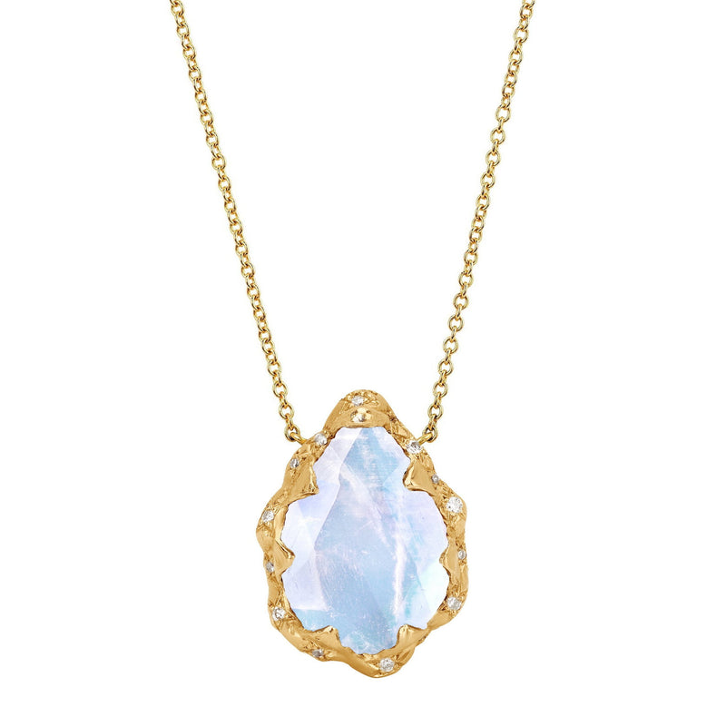 Queen Water Drop Moonstone Necklace with Sprinkled Diamonds-Logan Hollowell-Tucci Boutique